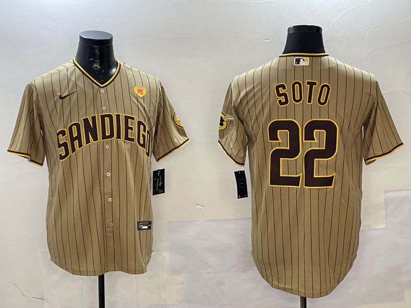 Men San Diego Padres #22 Soto Brown Stripe Game 2025 Nike MLB Jersey style 2
